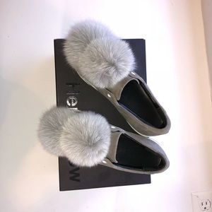 Here/Now Gray Pom pom sneakers